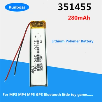 280 мАч 351455 3,7 В Литий-ионная Полимерная Аккумуляторная батарея Для MP3 MP4 GPS пульт дистанционного управления Bluetooth динамик DVD светодиодная лампа