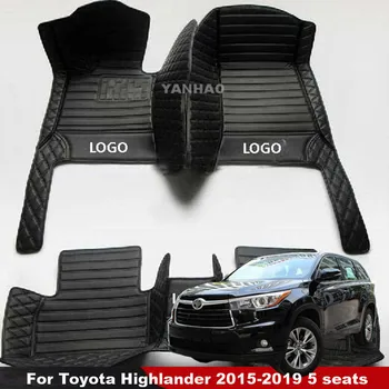 Автомобильные коврики для Toyota Highlander XU50 Kluger 2015 2016 2017 2018 2019 5 мест Кожаные Ковры Аксессуары для интерьера Автомобиля