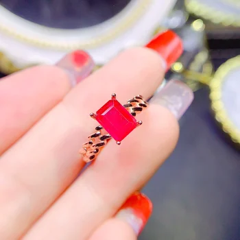 Женское обручальное кольцо роскошное кольцо из серебра 925 пробы с красным драгоценным камнем обручальное кольцо из стерлингового серебра для свиданий регулируемое обязательство