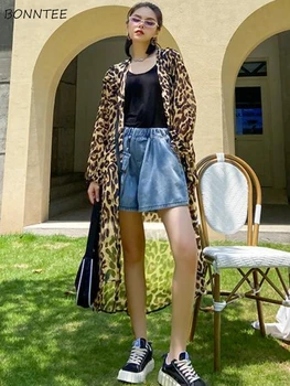 Леопардовые куртки Женские Свободные Ретро-солнцезащитные, универсальные, повседневные, Ulzzang, с капюшоном, Модная повседневная уличная одежда, летние женские