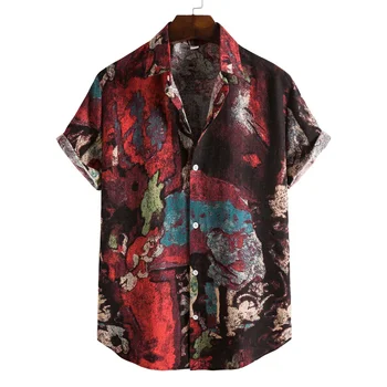 Летняя Мужская Рубашка Нерегулярного Цвета с 3D Рисунком, Высококачественная Мужская Одежда для Отдыха, Классическая Рубашка Высокого Класса с короткими рукавами