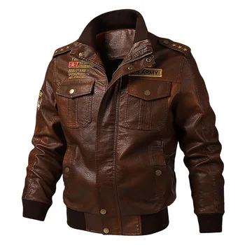 Мужские деловые бархатные куртки из искусственной кожи, мотоциклетный воротник-стойка, карманы на молнии, мужская верхняя одежда американского размера, байкерские пальто из искусственной кожи