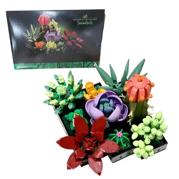 Романтический Букет Цветов, Роза, Орхидея, сочный Строительный Блок, Кирпичи, Игрушка 