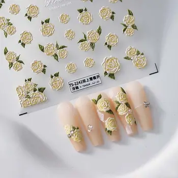 Самоклеящиеся Тюльпаны, Японский Дизайн ногтей, Розовые наклейки для ногтей, Аксессуары для маникюра, Украшения для ногтей, Цветы, наклейки для ногтей