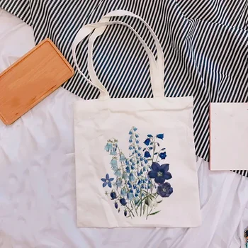 Холщовые сумки, сумка на плечо с цветочным принтом, пляжная сумка большой емкости, женская холщовая сумка-тоут, женские сумки для покупок для продуктов